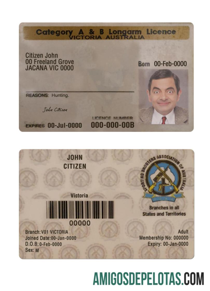 Licença Longarm A e B da Austrália Victoria State amostra